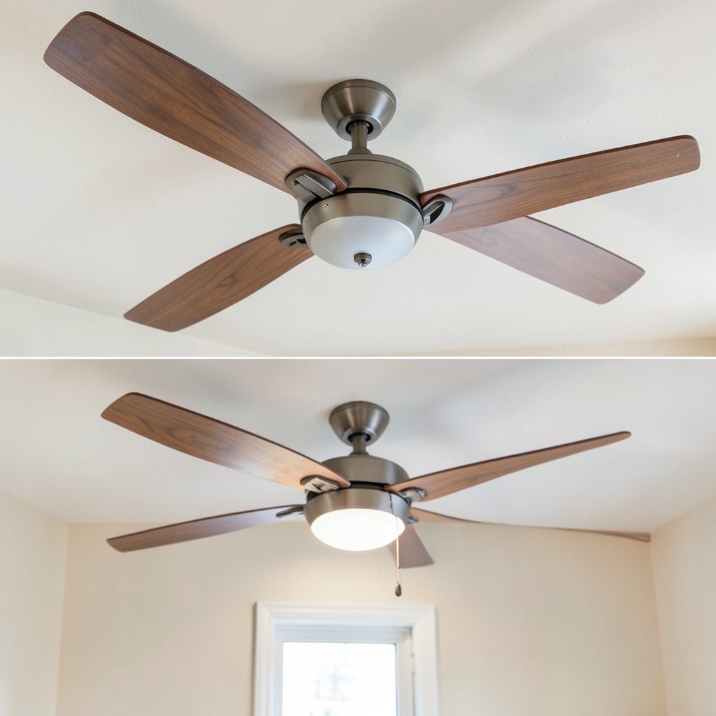 Ceiling fan with light kit in a contemporary living space